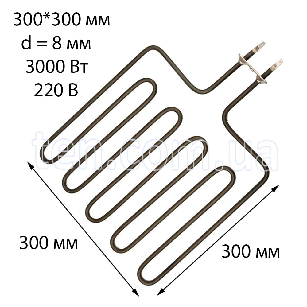 ТЕН для сауни 300 * 300 мм, діаметр 8 мм, 3000 Вт, 220 В